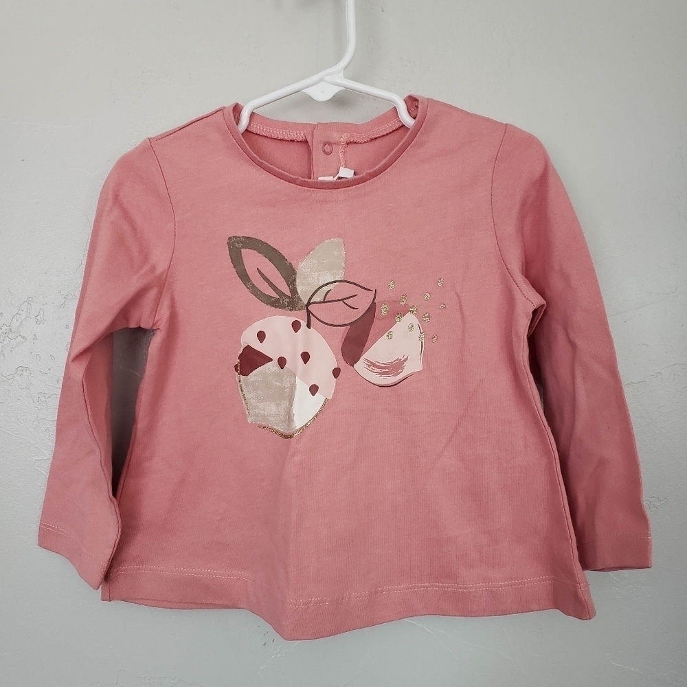 Mayoral NWT Baby Girl 18 Months Pink Long Sleeve Shirt Fruit Print Top